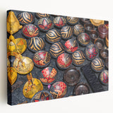 Large stretched canvas depicting a serene African landscape in earth tones, ideal for kitchen wall art.