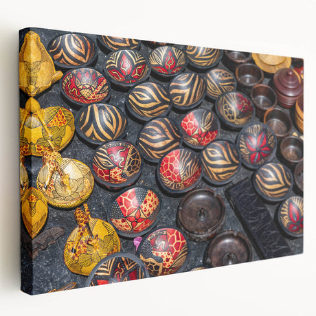 Large stretched canvas depicting a serene African landscape in earth tones, ideal for kitchen wall art.