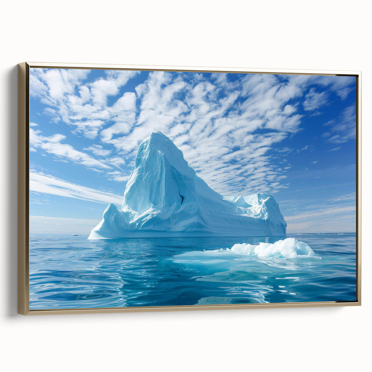 Framed canvas featuring a monochrome vintage poster of an Antarctic landscape, ideal for bedroom wall decor.