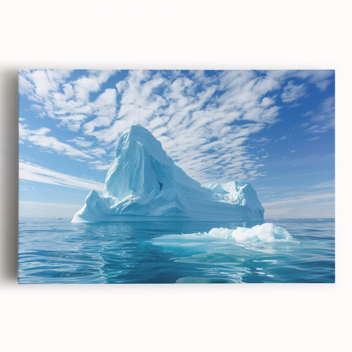 Black and white stretched canvas of Antarctic scenery, displaying a vast icy landscape, ideal for kitchen wall art.