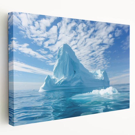 Antarctic landscape on large stretched canvas, featuring icy blue and white tones, ideal for kitchen wall art.