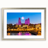 Textured abstract art print depicting a serene Azerbaijani landscape in muted earth tones on a framed canvas.