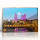 Large framed acrylic print of an Azerbaijan landscape in muted earth tones, ideal for modern art wall decor.