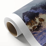 Art deco poster of Bhutan scenery in pastel shades on rolled canvas, ideal for nursery wall art.