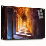 Acrylic print of a Cambodian landscape in muted earth tones, suitable for bedroom or dining room decor.