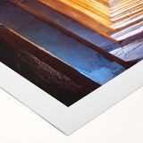 Art deco poster of a serene Cambodian landscape in muted green and blue hues on rolled canvas.