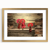 Extra large framed wall art depicting an abstract, textured scene of Tibet in muted earth tones, ideal for living room decor.