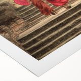 Art deco poster of Tibetan landscape in muted earth tones on rolled canvas, suitable for dining room decor.