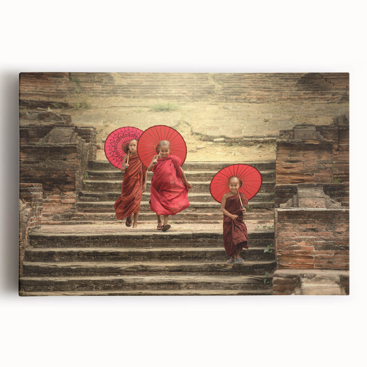 Black and white stretched canvas featuring a Tibetan landscape, suitable as large kitchen wall art.
