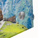 Large abstract wall art depicting a stylized Georgian landscape in muted earth tones, printed on acrylic glass.