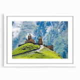 Abstract art print featuring soft pastel shades on a white framed canvas, ideal for dining room decor.