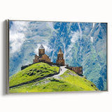 Landscape art painting of a Georgian scenery on a framed canvas.