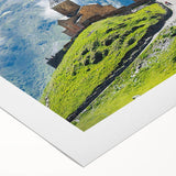 Art deco poster depicting the Georgia skyline in muted gray and blue tones on rolled canvas.