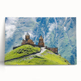 Black and white photograph on stretched canvas depicting the scenic Georgian landscape, ideal for kitchen wall art.