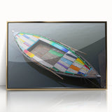 Framed acrylic print of a serene Indian landscape in gold and green tones, ideal for modern art wall decor.