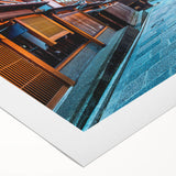 Art deco poster featuring a serene Kyoto landscape in soft pastel hues on rolled canvas, suitable for dining room decor.