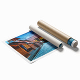 Extra large rolled print of a serene Kyoto scenery with cherry blossoms in soft pink and white tones.