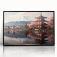 Large abstract wall art of Mount Fuji with vibrant blue and white tones on a framed acrylic.