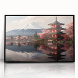 Large abstract wall art of Mount Fuji with vibrant blue and white tones on a framed acrylic.