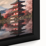 Extra large framed canvas featuring a textured depiction of Mount Fuji in vibrant colors on a black background.
