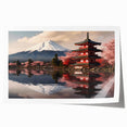 Mount Fuji with cherry blossoms in pastel colors on a large rolled canvas, ideal for art wall dining room.