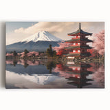 Black and white image of Mount Fuji on a large stretched canvas, ideal for kitchen wall art.