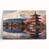 Black and white image of Mount Fuji on a large stretched canvas, ideal for kitchen wall art or bedroom ambiance.