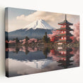Large canvas art of Mount Fuji with pink and blue pastel shades, suitable for kitchen wall decor.