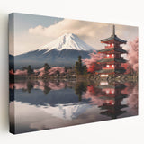 Large canvas art of Mount Fuji with pink and blue pastel shades, suitable for kitchen wall decor.
