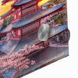 Large abstract acrylic print featuring a Japanese scenery in muted earth tones, ideal for dining room art.