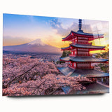 Large abstract wall art depicting a serene Japanese landscape in muted earth tones on acrylic glass.