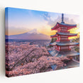 Large art of a serene Japanese landscape on stretched canvas, featuring soft pastel shades, ideal for kitchen wall art.