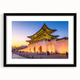 Extra large abstract art print featuring colorful, textured scenery of a Korean landscape on a framed black mat.