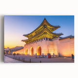 Black and white photograph of a tranquil Korean landscape on large stretched canvas, ideal for kitchen wall art.