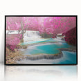 Large abstract wall art featuring a Laos scenery in muted earth tones on a framed acrylic.