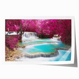 Extra large rolled print of a Laos scenery with vibrant green and earth tones, ideal for art wall dining room.