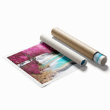 Extra large rolled print featuring a serene Laos landscape with lush greenery and subtle floral elements.