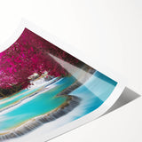 Extra large rolled print featuring line art flowers in muted earth tones, ideal for large living room wall decor.