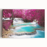 Large black and white photograph of a scenic Laos landscape on stretched canvas, suitable for kitchen wall art.