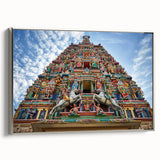 Landscape art painting of a Malaysian village with colorful art palette, framed in silver on canvas.