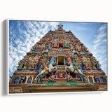 Vintage poster art featuring a colorful Malaysian scenery on an extra large framed canvas, ideal for living room decor.