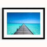 Extra large framed abstract print of a colorful Maldivian scene on textured paper, ideal for living room decor.