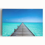 Large black and white wall art of Maldives scenery on stretched canvas, ideal for kitchen art.