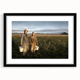 Extra large abstract art print featuring textured, colorful depiction of a Mongolian landscape.