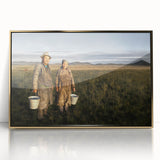 Framed acrylic print of a Mongolian landscape in muted earth tones, ideal for modern art wall decor.