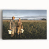 Black and white photograph of a Mongolian landscape on stretched canvas, ideal for kitchen wall art.