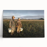 Black and white photograph of Mongolian landscape on stretched canvas, ideal for kitchen wall art or bedroom ambiance.