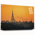 Acrylic print of a serene Myanmar landscape in muted earth tones, ideal for dining room decor.