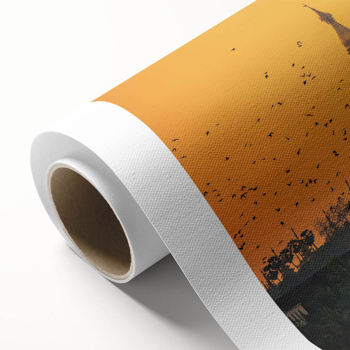 Art Deco poster of a Myanmar landscape in soft pastel shades on rolled canvas, ideal for nursery wall art.