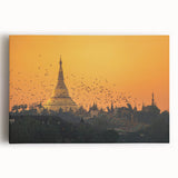 Black and white photo of a Myanmar landscape on a large stretched canvas, ideal for kitchen wall art.